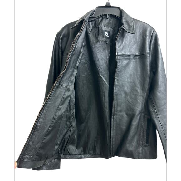 GERHEL Men's Black Genuine Sheepskin Leather Jacket Stitching Zipper Size Small - Picture 2 of 11